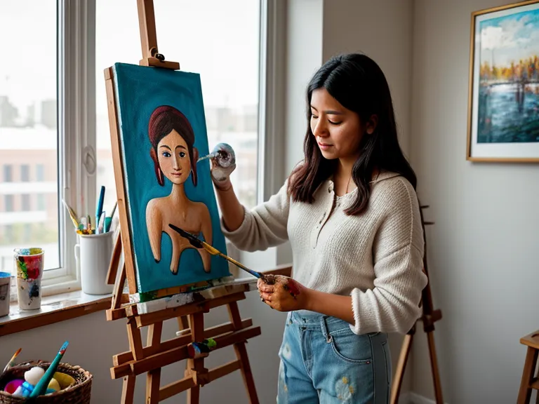 Escena nocturna de pintura en casa con lámpara cálida, ideal para la gestión del estrés antes de dormir