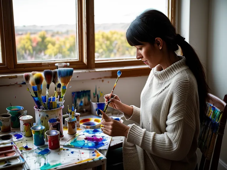 Detalle de sal siendo retirada para revelar manchas blancas en una pintura seca.