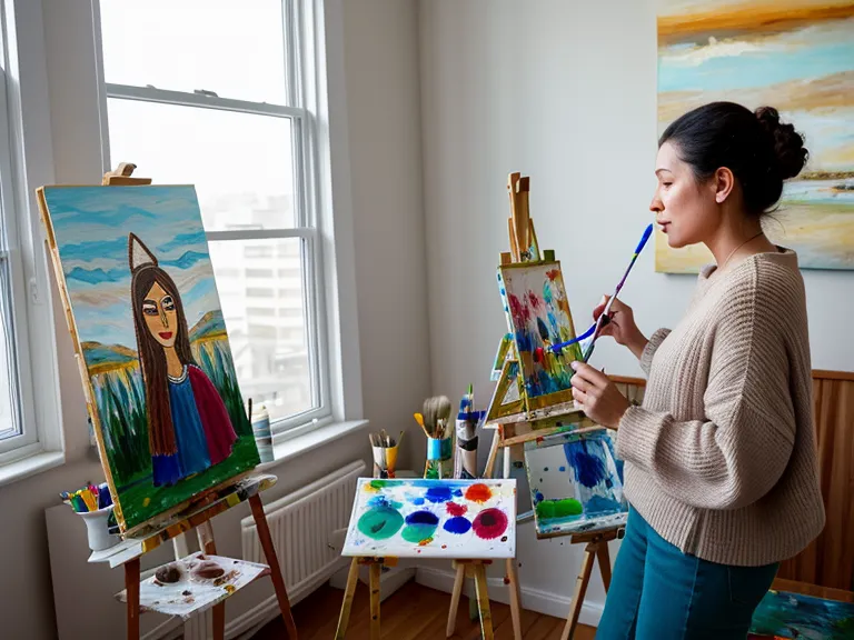 Flores de primavera pintadas con acrílico y pigmento dorado, ejemplo de técnica mixta con detalles en dorado