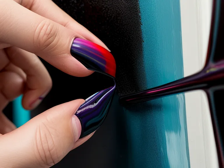 Mano aplicando barniz brillante sobre un cuadro terminado para resaltar los colores.