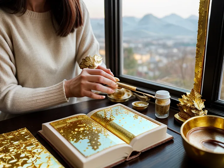 Textura orgánica creada con pan de oro arrugado y veladuras de pintura acrílica
